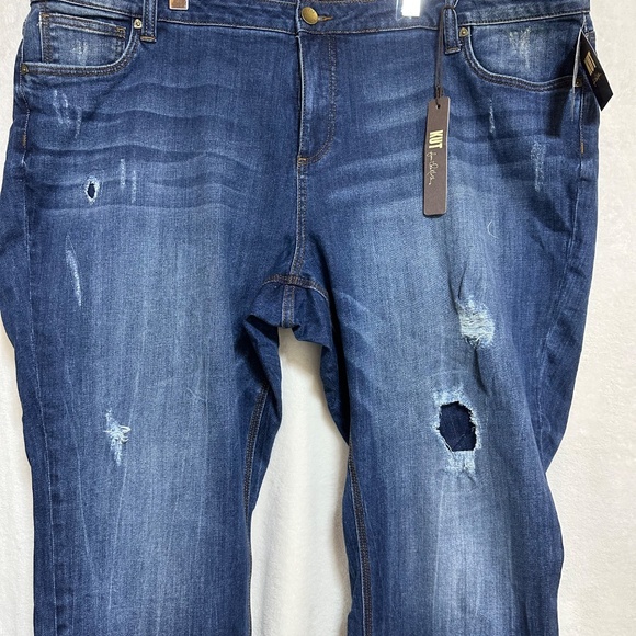 Kut From The Cloth Women's Jeans 24W Blue Adele Slouchy Boyfriend Distressed - Picture 2 of 10
